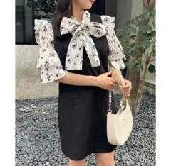 NICE CLAUP 前後2wayボウタイブラウス+ミニジャンスカセット