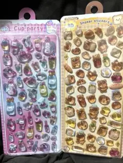 3Dシール ボンボンドロップシール カップパーティ パン もぐもぐ ドリンク