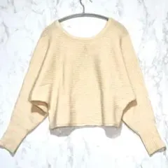 【ココ ディール】ニットセーター/ ドルマン型/ショート丈/アイボリー系