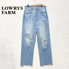 ローリーズファーム ダメージ加工 ストレートパンツ デニム カットオフ シンプルのサムネイル