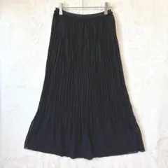 イーハイフンワールドギャラリー／プリーツスカート F ロング ゴムウエスト 黒