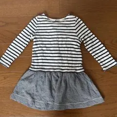 プチバトーストライプ長袖ワンピース（86cm~）
