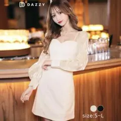 デイジーストア シンプルシアーオーガンジー長袖Aラインミニ丈キャバドレス