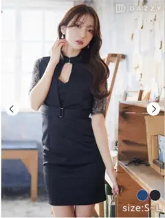 ブラックレース袖ナイトドレス S-L