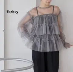 forksy./フォルクシー☆シアーティアードフリルキャンディースリーブトップス