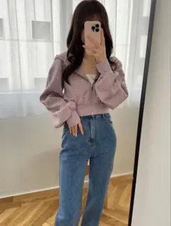 ハイウエストセミフレアデニムパンツ GRL cu289