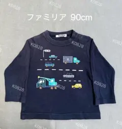 ファミリアの乗り物ワッペンいっぱい刺繍ロンT   90cm
