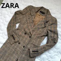 最終値下げ！ZARA チェック柄 ダブルブレストコート　秋冬