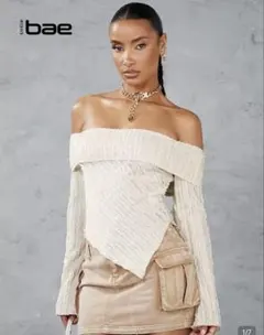 SHEIN ニットオフィショルダー　ホワイト