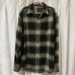 【UNIQLO】フランネルチェックシャツ グリーン系　サイズS