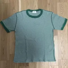 BEAMS HEART グリーン×ホワイト ボーダーTシャツ