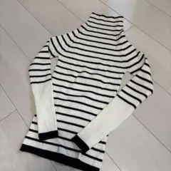 アーバンリサーチ　レディース　ボーダー　タートルネック　セーター トップス　黒