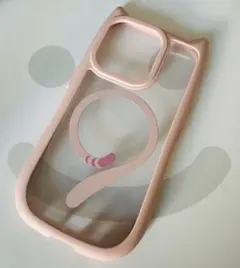 iPhone14pro ソフトケース ピンク ねこ MagSafe クリア