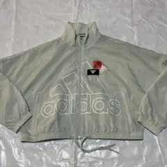 新品 アディダス adidas レディース・クロップ丈ナイロンジャケットMライム