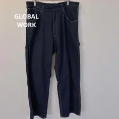 グローバルワーク　ストレートレッグ ワークパンツ　ダークブルー L