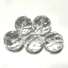 水晶 64面カット パワーストーン 天然石 バラ売り 15mm 5個セット