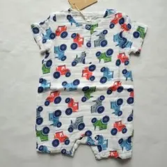 新品 エンジェルディア トラクター柄 ショートオール ロンパース 6-12ヶ月