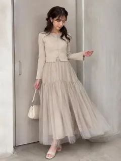 mysty womanチュール フレアスカート シフォン 淡色系 モテ