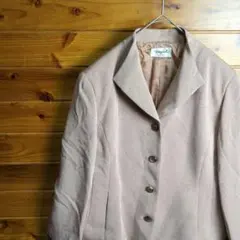 テーラードジャケット　エレガント　花柄　ピンクベージュ　フォーマル　秋　春　L