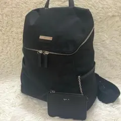【美品】 アニエスベー バックパック リュック ナイロン ブラック ポーチつき