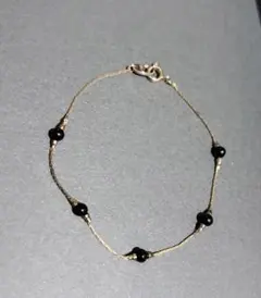 ブレスレット 18K GF チェーン ブラックストーン - メルカリ
