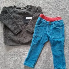 【90cm】秋冬服 2点セット ボアトップス ＆ コーデュロイパンツ まとめ売り