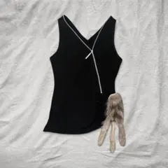 CHELSEAGARB fur asymmetrical zip tank