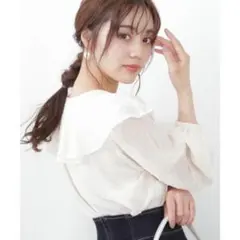 プロポーション ボディドレッシング シフォンジャガードラッフルブラウスのサムネイル