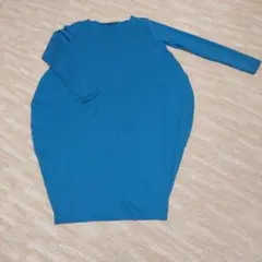 ブルーワンピース カットソー 長袖 コットン100%