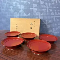 AP30 時代物 菓子皿 十枚 糸目 朱漆塗 明治 懐石 茶道具 木箱 木製