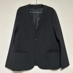 ストレッチノーカラージャケット　ブラック　M