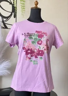 L.L.Bean 花柄プリント 半袖Tシャツ ピンク　トップス　Mのサムネイル
