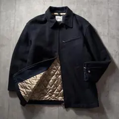 美品 日本製 古着 ixi:z ウールジャケット 裏地キルティング L 紺