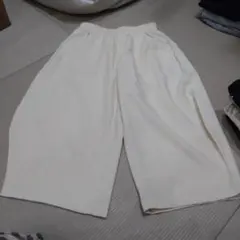 クリーム色 ガウチョパンツ ゴムウエスト