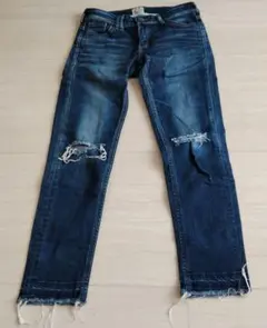EDWIN SOMETHING 日本製ダメージ加工ブルースキニーデニムxs#tt