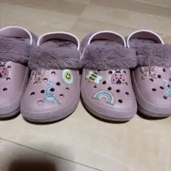 キッズファー付きピンクサンダル