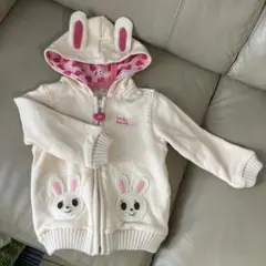 miki HOUSE ウサギ耳フードトレーナー 90cm