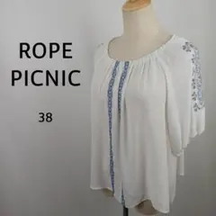 ROPE PICNIC　半袖　シアードトップス　38　ホワイト　刺繍