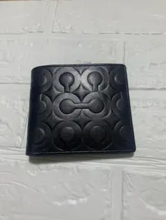 COACH コーチ 二つ折り財布シグネチャー レザー ブラック