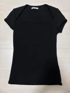 ZARA スクエアネック 半袖Tシャツ ブラック Lサイズのサムネイル