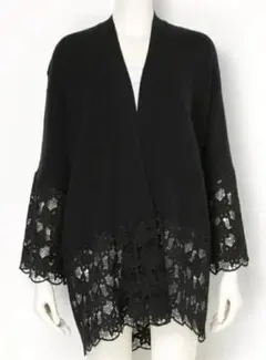 美品✨SNIDEL スナイデル レースミドル丈カーデ カーディガン 黒