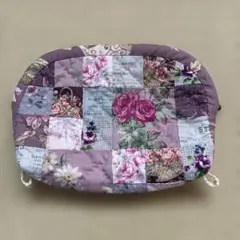 ハンドメイド⭐︎花柄パッチワークポーチ 紫系