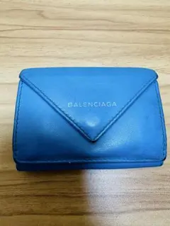 美品✨BALENCIAGA バレンシアガ　三つ折り財布　ブルー　ミニのサムネイル