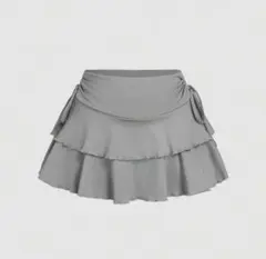最終値下げ【新品 未使用】グレー フリルミニスカート サイドリボン sサイズ