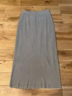 niko and…ニコアンド　アソートリブニットスカート L ラメ グレー