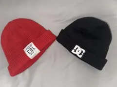 赤と黒のビーニー 2点セット