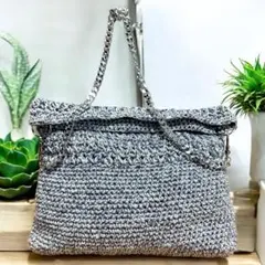 ハンドメイドキラキラシルバーショルダーバッグ