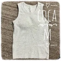 coca★外で着られるブラトップ リブ ブラキャミ タンクトップ★グレー★Mのサムネイル
