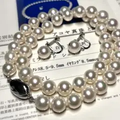 大珠【鑑別書付】あこや真珠 パール ネックレス イヤリング セット 9.5mm