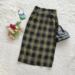 ローリーズファーム タイトスカート ロング チェック柄 L ウエストループ 旅行